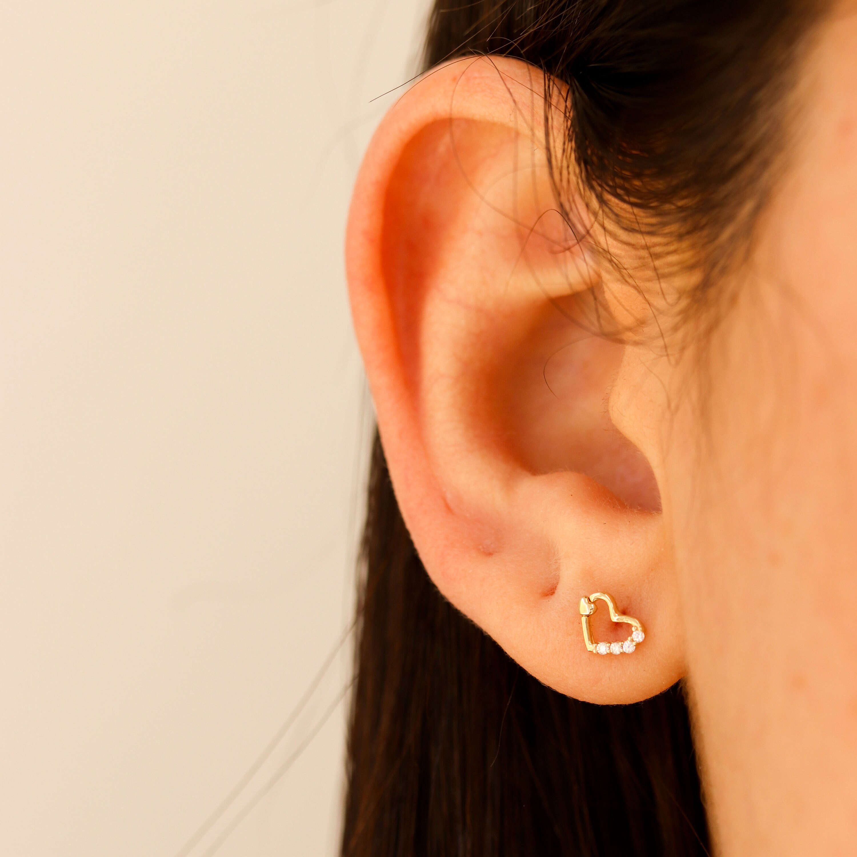 Heart Earrings, Heart Shaped Earrings, Heart Earring, 14K
