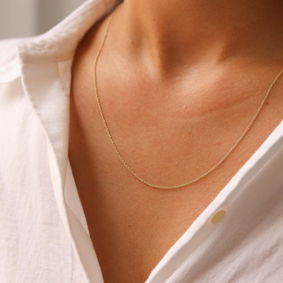 14K Gold Necklace 14K Gold Chain Real Gold Necklace Gold Etsy