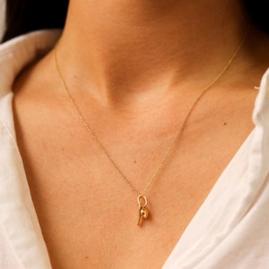 14K Gold Key Necklace, Dainty Heart Necklace, Key To My Heart, Anniversary Gift image 2