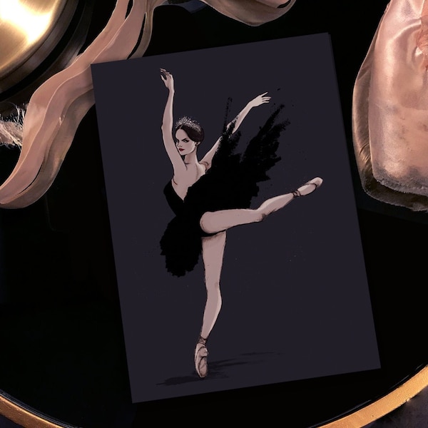 Odile / Black Swan, Swan Lake. Illustrated A5 ballet art print