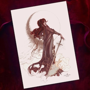 Feu divin ~ belle impression A4 illustrée. Versions couleur et linéaire.