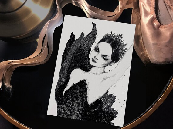 Odile Black Swan Swan Lake Mini Ballet Art Print - Etsy Australia