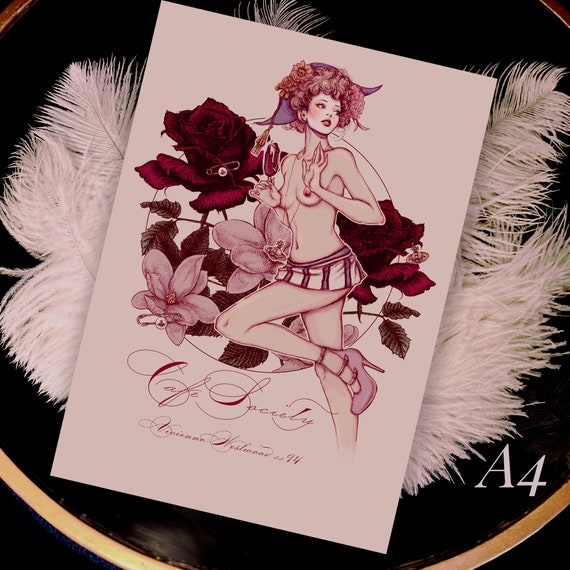 Kate Moss for Vivienne Westwood 'Cafe Society' SS94 illustrated A4 print
