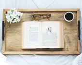 Serving Tray, Wood Serving Tray, Breakfast Tray, Housewarming Gift, Bed Tray Table, Breakfast Bed Tray, Coffee Table Tray, Reclaim Wood Look