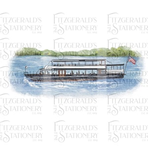 Lake Geneva Boat, Lake Geneva Wedding Invitation, Lake Geneva Watercolor
