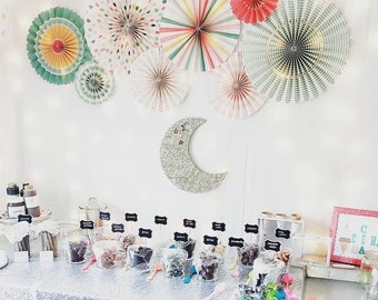 Sale GLITTERED MOON CRESCENT Eid Ramadan Silver Moon Gold Half Moon Eid Party Decorations Baby Shower Twinkle Star Love You Moon Birthday