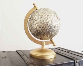 Sale GLITTER WORLD GLOBE Small Wedding Decor Home Office Glam Graduation Party 2023 Gift Grad Travel World Vintage Wanderlust Teacher Gift