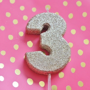 Sale GOLD GLITTER NUMBER Candle Cake Candles Party 1 2 3 4 5 6 7 8 9 0 3rd Birthday 1st Sparkle Kids First Cake Smash Topper Custom Colors