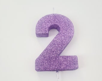 Sale LAVENDER GLITTER Number Candle Cake Candles 1 2 3 4 5 6 7 8 9 0 3rd Birthday 1st Sparkle First Cake Smash Topper Light Purple Unicorn