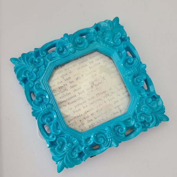 Sale Vintage Style AQUA Blue BAROQUE FRAME Mini Picture Frame Photo Frame Gatsby Ornate Small Classic Victorian Square Baby Shower Gift