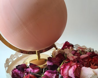 CUSTOM PAINTED GLOBE Pink World Globe Guestbook Tabletop Chic Decor Gold Metal Blush Pink Tea Dusty Rose Mauve Peach Bridal Shower Guestbook