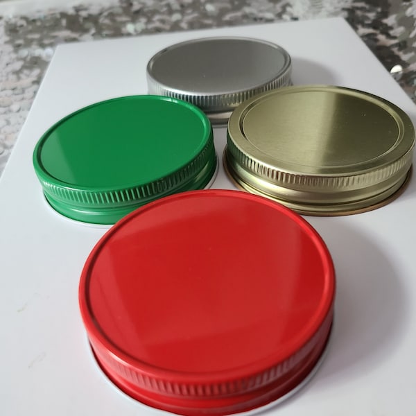 MASON JAR LIDS Mason Jars Lid Jelly Jam Lids Canning Metal Lid Closure Cookie Jar Lid Decorative Gold White Red Green Christmas Diy Craft