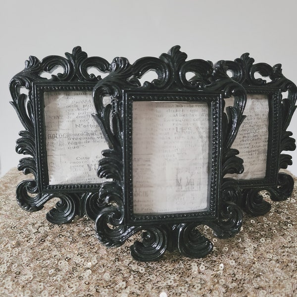 Sale Vintage Style BLACK BAROQUE FRAME Mini Picture Frame Photo Frame Gatsby Ornate Small Frame Gift Gothic Classic Victorian Vintage Style