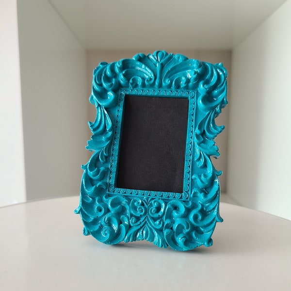 Sale Vintage Style AQUA Blue BAROQUE FRAME Mini Picture Frame Photo Frame Gatsby Ornate Small Classic Victorian Square Baby Shower Gift