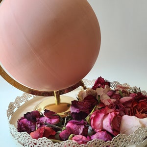 CUSTOM PAINTED GLOBE Pink World Globe Guestbook Graduation Chic Decor Gold Metal Blush Pink Tea Dusty Rose Mauve Peach Wedding Bridal Shower