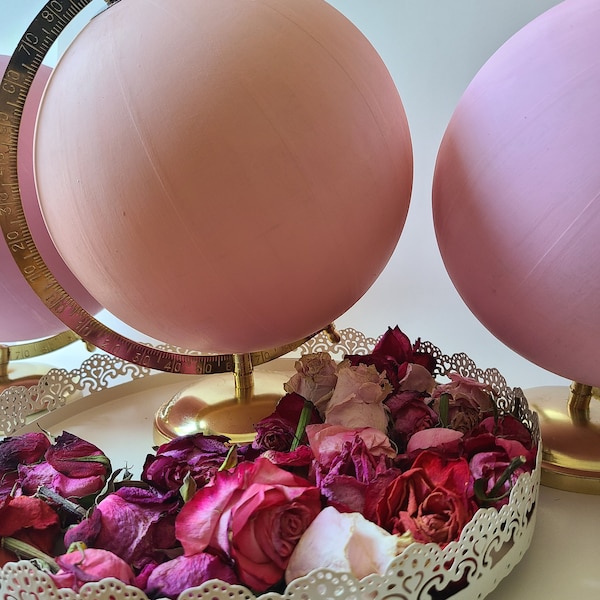 CUSTOM PAINTED GLOBE Pink World Globe Guestbook Tabletop Chic Decor Gold Metal Blush Pink Tea Dusty Rose Mauve Peach Bridal Shower Guestbook