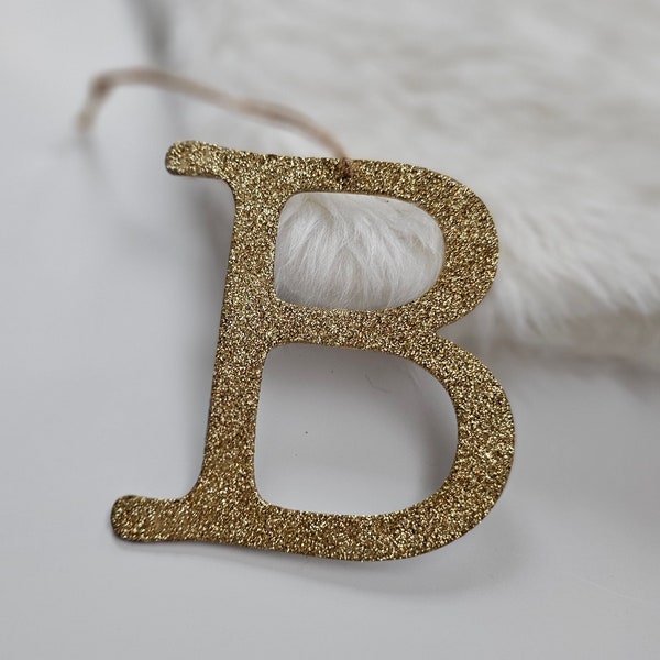 Sale GLITTER LETTER MONOGRAM Ornament Personalized Sparkle Initial Name Glam Chic Christmas Decor - Choose Rose Gold Gold Silver