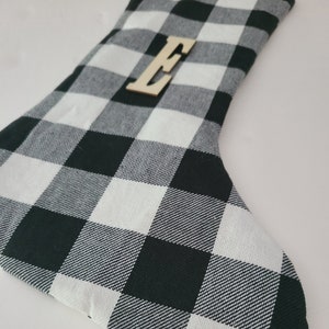 Sale PERSONALIZED BUFFALO CHECK Stocking Black White Plaid Checkered Christmas Lumberjack Holiday Rustic Woodland Farmhouse Chic Flannel