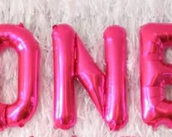 Sale ONE BALLOONS Jumbo Giant Letter Balloons 34" 1st Birthday First Birthday Hot Pink Magenta Fuchsia Dark Pink Princess Party Balloons