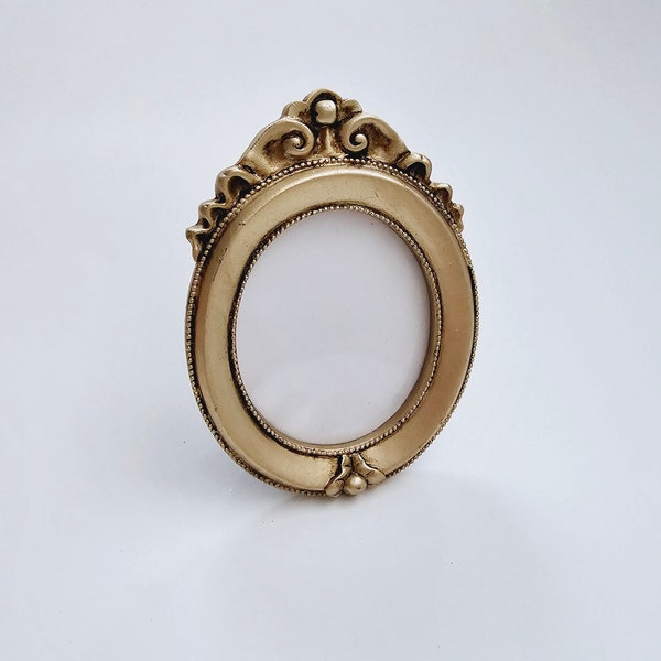 Sale Vintage Style GOLD OVAL Small Picture Frame Baroque Photo Frame Gatsby Golden Mini Rustic Shabby Chic Ornate Wedding (No Glass)