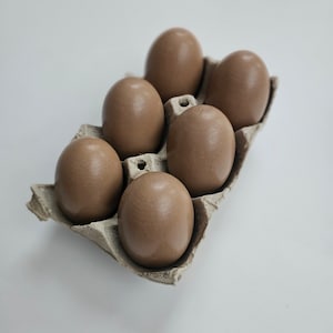 6ct BROWN WOODEN EGGS Easter Eggs Blanks for Diy Painting Easter Spring Holiday Party Decor Filler Decorative Modern Chic Centerpiece Rustic