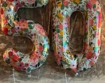 FLORAL NUMBER BALLOON Bohemian Flower Birthday Decor Gift Birthday Unique Decorations Birthday Balloons Party Decorations Anniversary Decor