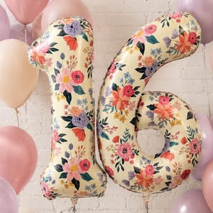 FLORAL NUMBER BALLOON Bohemian Flower Birthday Decor Gift Birthday Unique Decorations Birthday Balloons Party Decorations Anniversary Decor