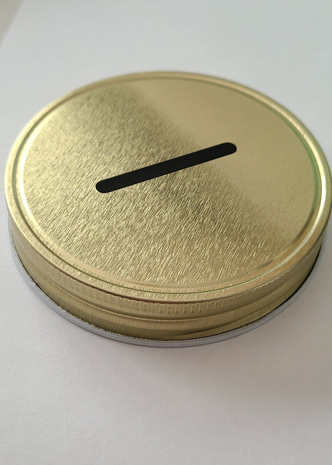 WIDE MOUTH COIN Slot Mason Jar Lid Gold Golden Metal Lid Diy Piggy Bank Savings Slotted Slot