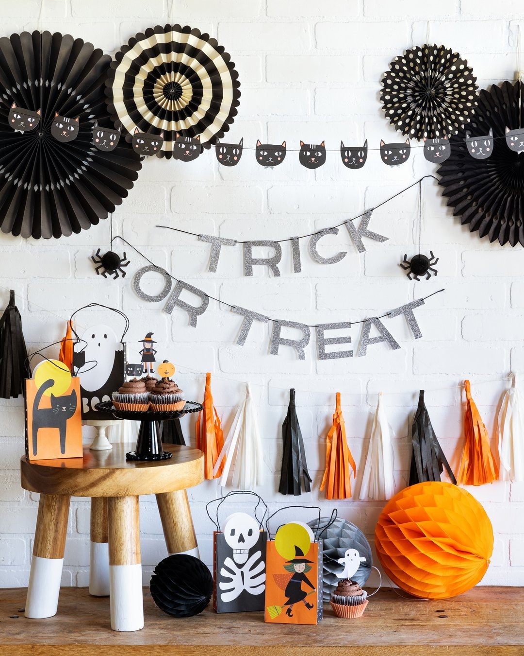 TRICK OR TREAT Halloween Banner My Minds Eye Silver Glitter Spider ...