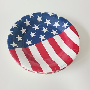 Sale Set 20 RED WHITE & BLUE Paper Plates 4th Fourth of July Striped Stars Stripes Usa America Flag Presidential Democrat Republic Americana