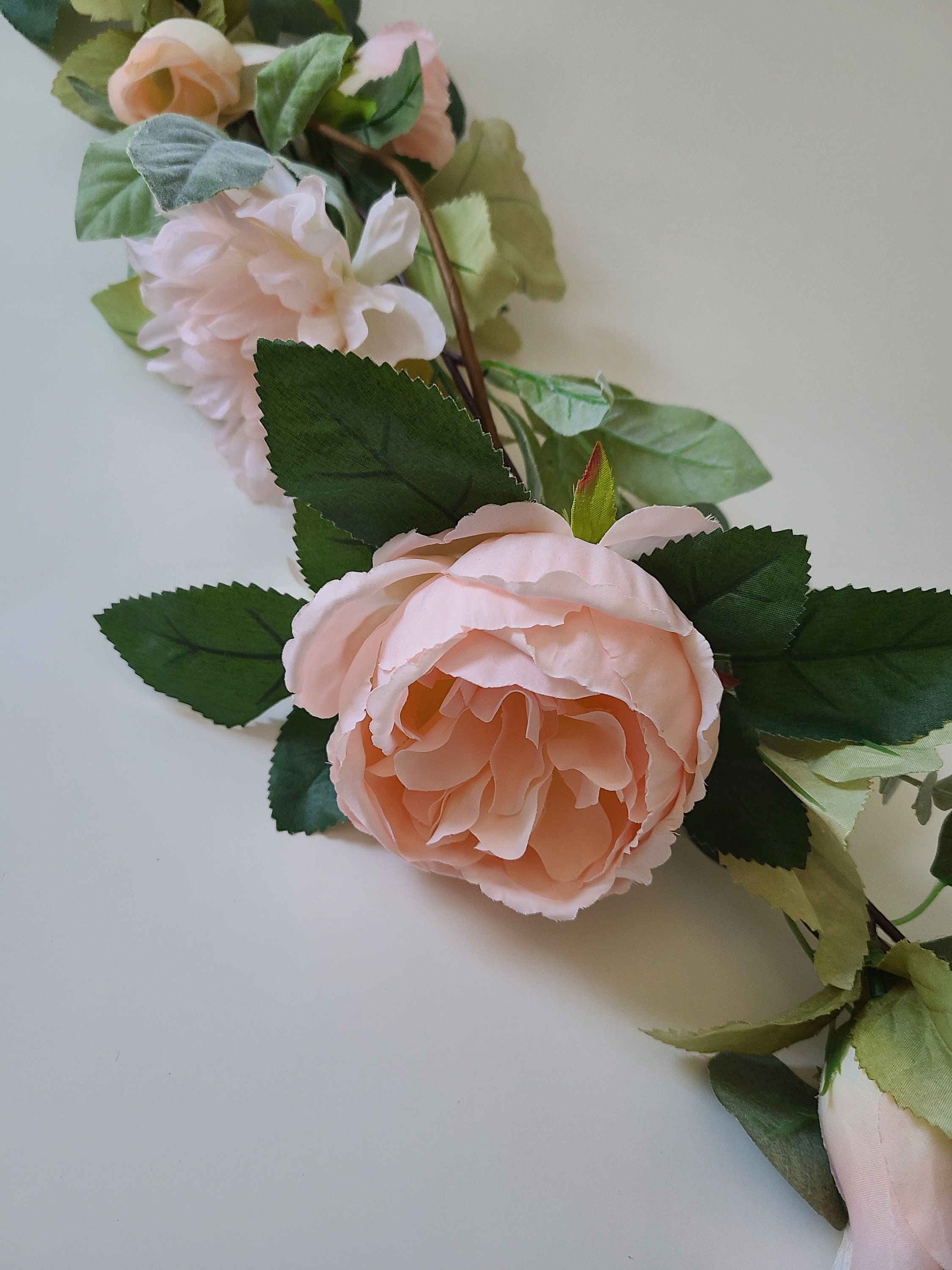 BLUSH PINK GARLAND 6ft Pink Floral Runner Flowers Leaf Garland Etsy