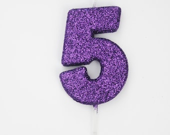 Sale PURPLE GLITTER Number Candle Cake Candles 1 2 3 4 5 6 7 8 9 0 3rd Birthday 1st Sparkle First Cake Smash Topper Dark Purple Unicorn