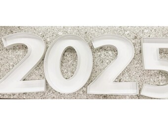 Sale 12.5" CHARCUTERIE NUMBER 2025 Blank Block Style White Fillable Number Graduation Party Decor Board Cardboard Floral Numeric Planter