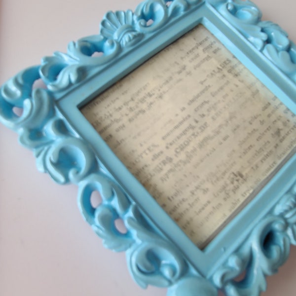 Sale Vintage Style SKY BLUE BAROQUE Frame Mini Picture Frame Photo Frame Ornate Small Gift Powder Blue Classic Victorian Baby Announcement