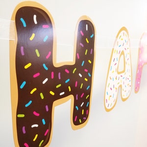 Sale 10ft DONUT HAPPY BIRTHDAY Garland Sign Banner Colorful Pink Chocolate Vanilla Sprinkles Doughnut Party Sprinkles Ice Cream Decorations