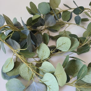 EUCALYPTUS LEAVES GARLAND 6 ft Leaf Garland Vine Greenery Silver Dollar Bridal Shower Baby Shower Greenery Decorations Flower Garland Banner