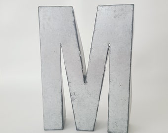 Sale 7" METAL LETTER M Block Rustic Metal Personalized Alphabet Initial Vintage Style Galvanized Primitive Farmhouse Home Decor Monogram