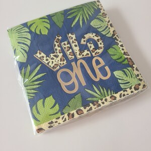 Sale 25ct WILD ONE Safari Small Paper Napkins Dessert Napkin Jungle Where the Wild Things Are Cheetah Leopard Animal Print Birthday Party