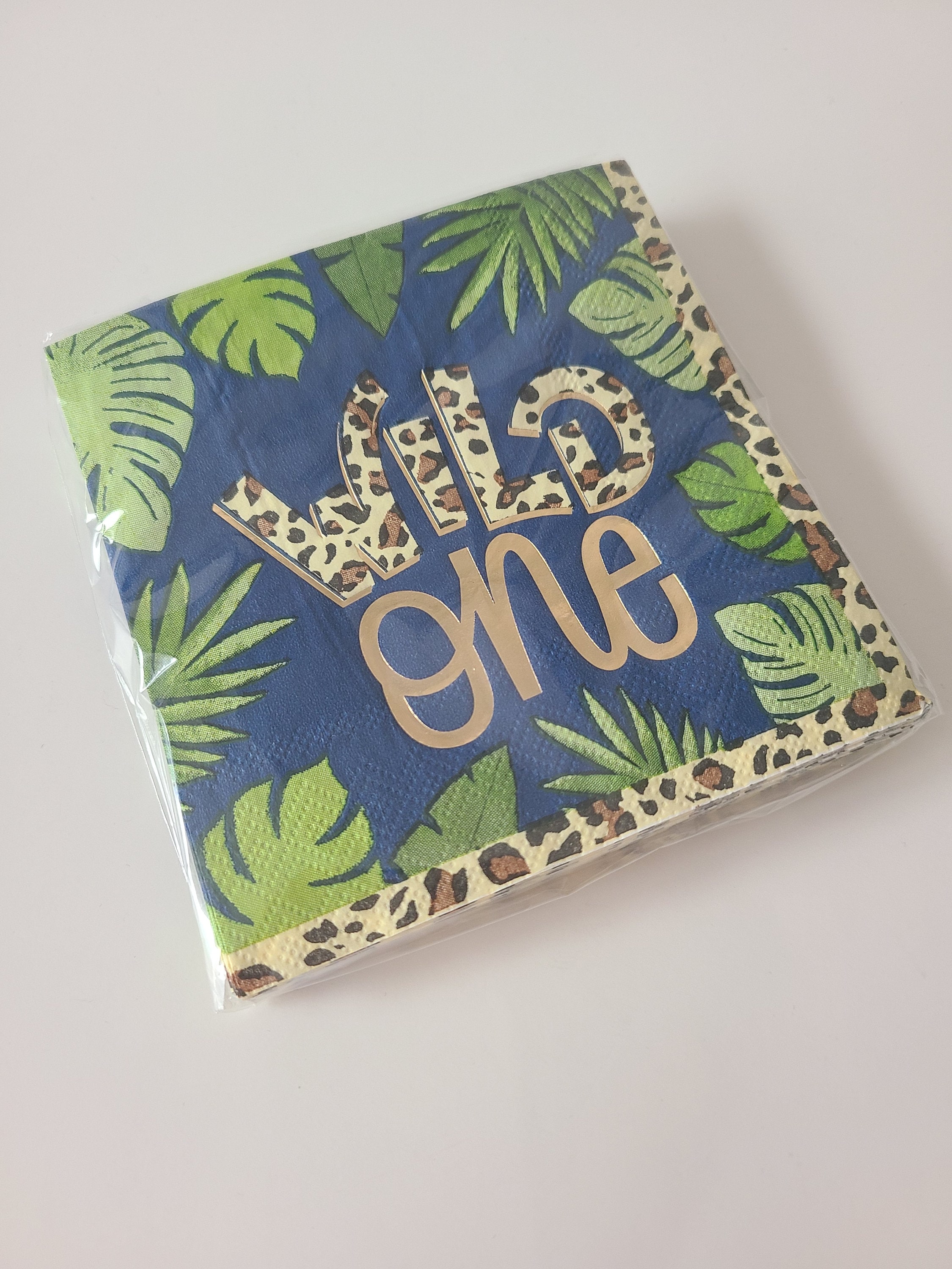Sale 25ct WILD ONE Safari Small Paper Napkins Dessert Napkin Jungle Where the Wild Things Are Cheetah Leopard Animal Print