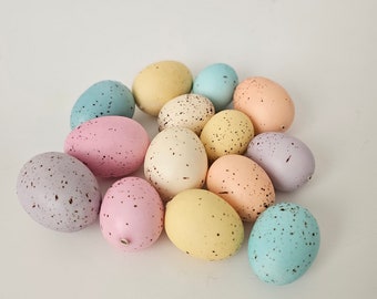 14ct PASTEL SPECKLED Easter Eggs Baby Pink Baby Blue Yellow Ivory Party Decor Filler Decorative Egg Modern Chic Centerpiece Marbled Dotted