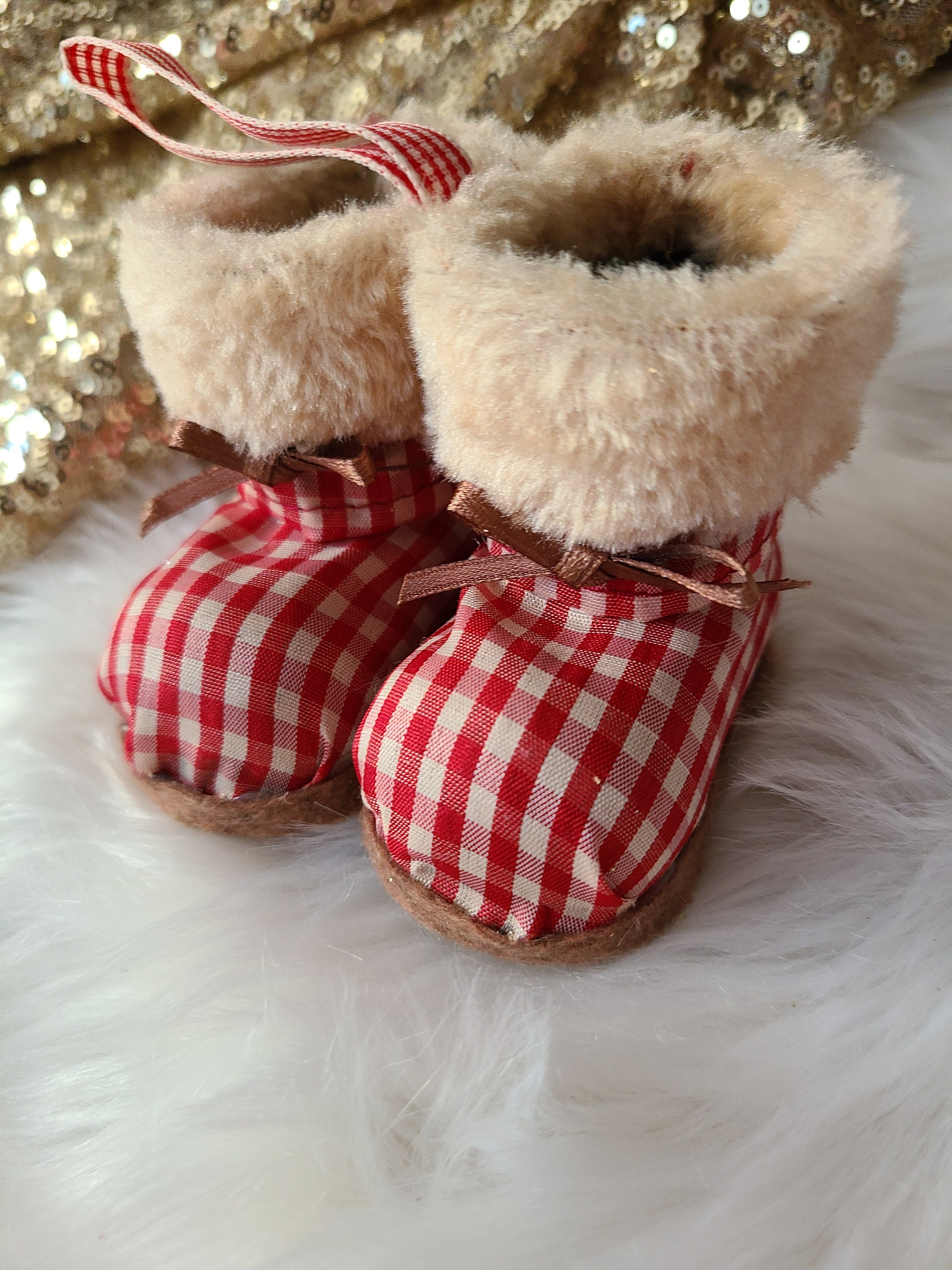 Sale MINI CHRISTMAS BOOTS Ornament Fur Santa Baby Boots Shoes Etsy
