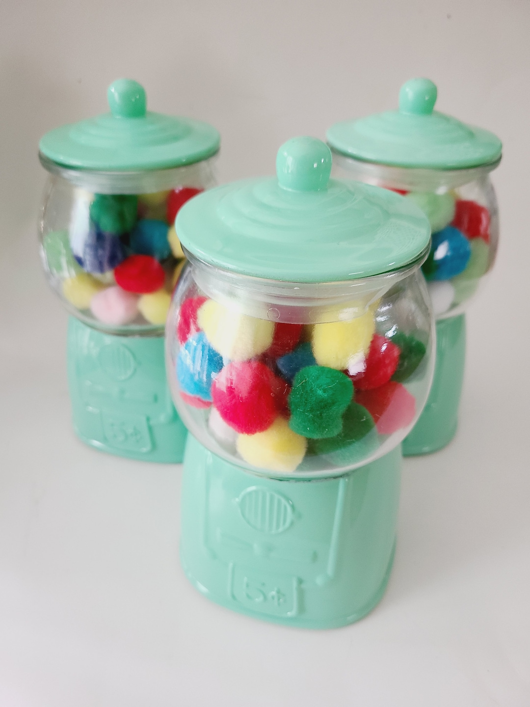 Sale MINT GUMBALL MACHINE Canister Glass Jar Retro Cookie Jar Candy Jar