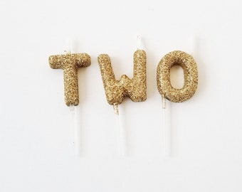 Sale GOLD GLITTER TWO Number Candles Cake Candles Letter 2nd Birthday Second Birthday Two Sweet Birthday Decorations Two Wild Two The Moon