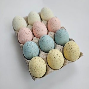 12ct PASTEL SPECKLED Easter Eggs Baby Pink Baby Blue Yellow Ivory Party Decor Filler Decorative Egg Modern Chic Centerpiece Marbled Dotted