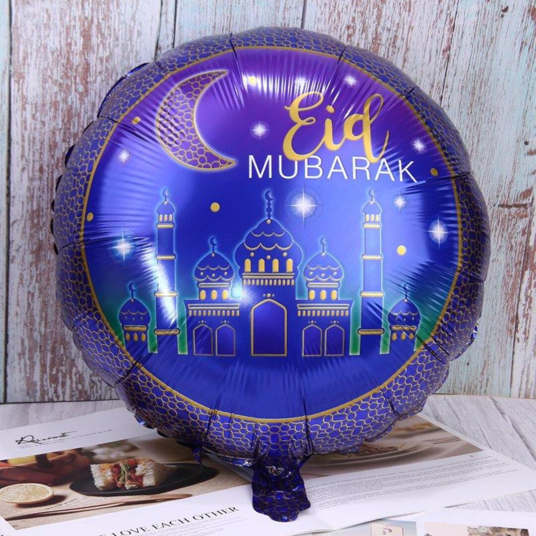 Sale EID MUBARAK BALLOON Mylar Masjid Mosque Purple and Blue Ramadan ...