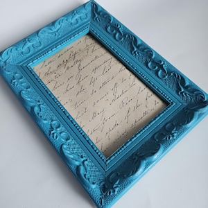 Sale Vintage Style AQUA Blue BAROQUE FRAME 4x6 Turquoise Picture Frame Photo Frame Gatsby Ornate Classic Victorian Square Baby Shower Gift