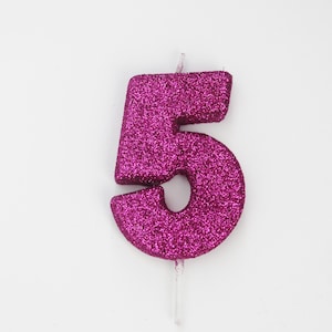 Sale HOT PINK GLITTER Number Candle Cake Candles 1 2 3 4 5 6 7 8 9 0 3rd Birthday 1st Sparkle First Cake Smash Princess Magenta Fuchsia Dark