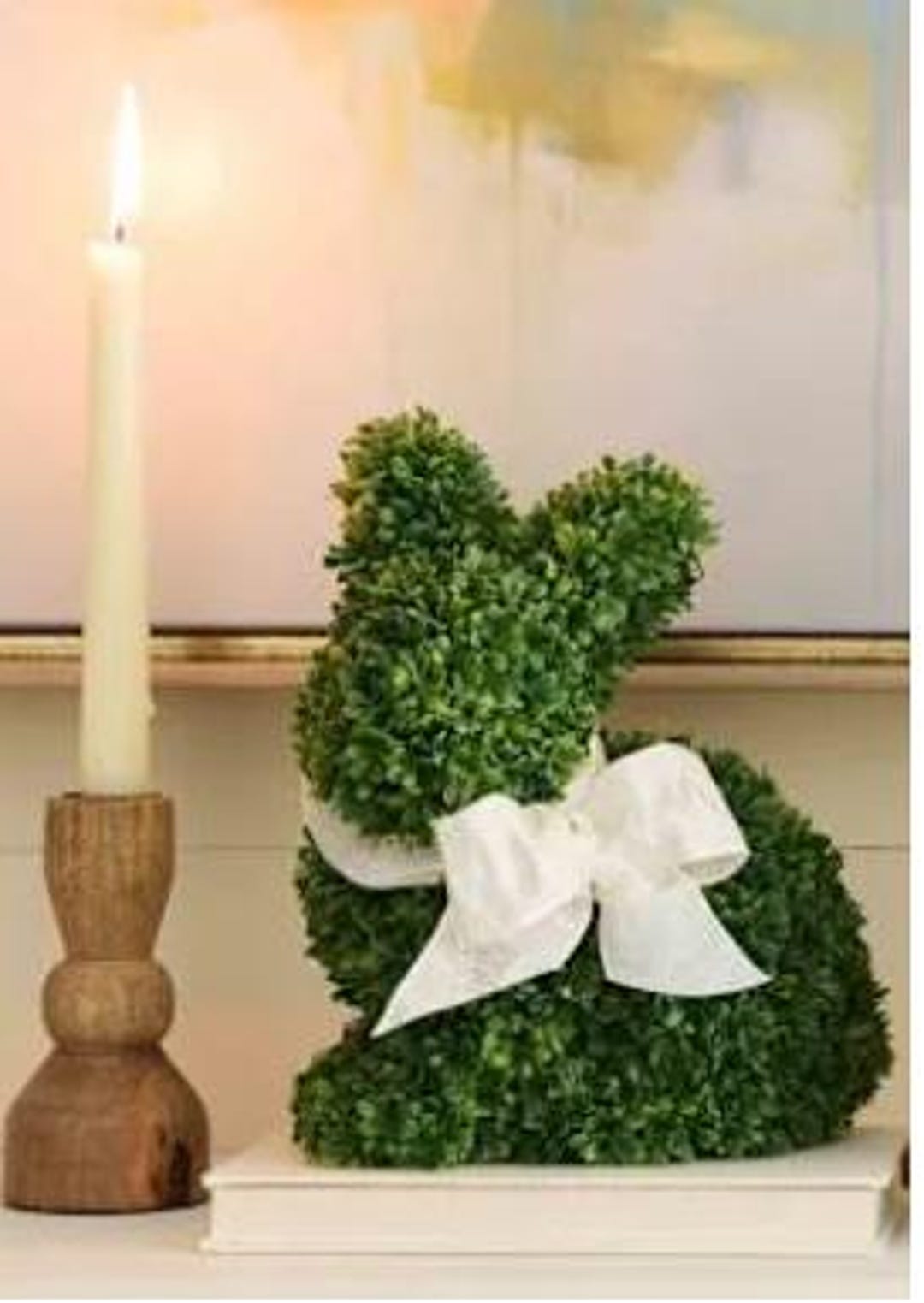 Boxwood Rabbit BOXWOOD TOPIARY BUNNY Baby Rabbit Green Figurine Spring Easter ...