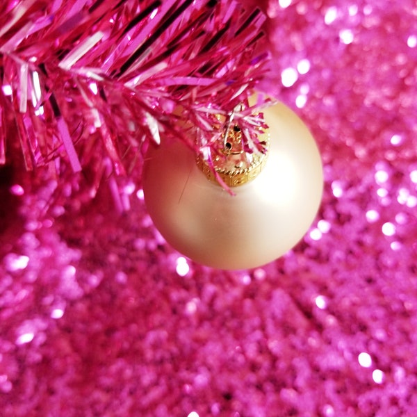 Sale SMALL HOT PINK Sequin Tree Skirt 16" Mini Christmas Tree Hot Pink Doll Magenta Fuchsia Sequined Sparkle Glam Holiday Decorations