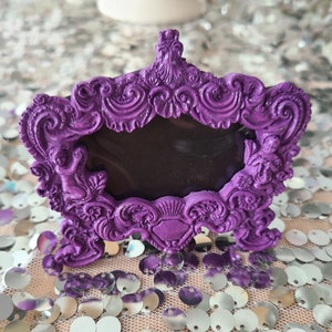 Sale Vintage Style PURPLE BAROQUE FRAME Mini Picture Frame Crown Tiara Princess Dark Purple Royal Photo Frame Ornate Gift Classic Victorian